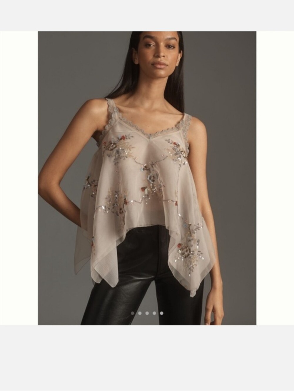 NWT Anthropologie Let Me Be Embellished Hanky Hem Top Size XL